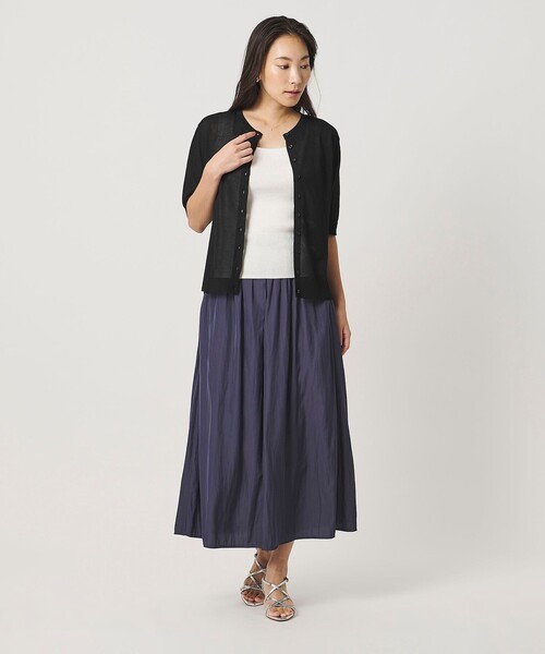 A DAY IN THE LIFE UNITED ARROWS(アデイインザライフユナイテッドアローズ)の「サテンコンビ 2WAY カーディガン 5分袖 <A DAY IN THE LIFE>(カーディガン/ボレロ・レディース・ライトブルー/ダークグレー/ブラック・FREE)」の16枚目の写真