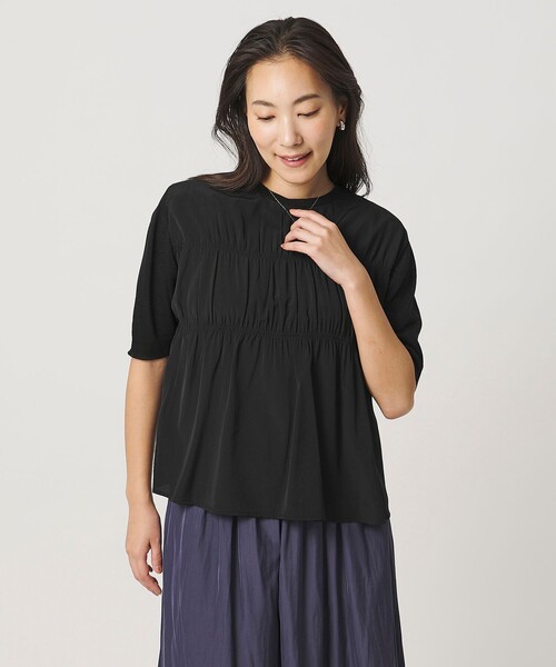 A DAY IN THE LIFE UNITED ARROWS(アデイインザライフユナイテッドアローズ)の「サテンコンビ 2WAY カーディガン 5分袖 <A DAY IN THE LIFE>(カーディガン/ボレロ・レディース・ライトブルー/ダークグレー/ブラック・FREE)」の17枚目の写真