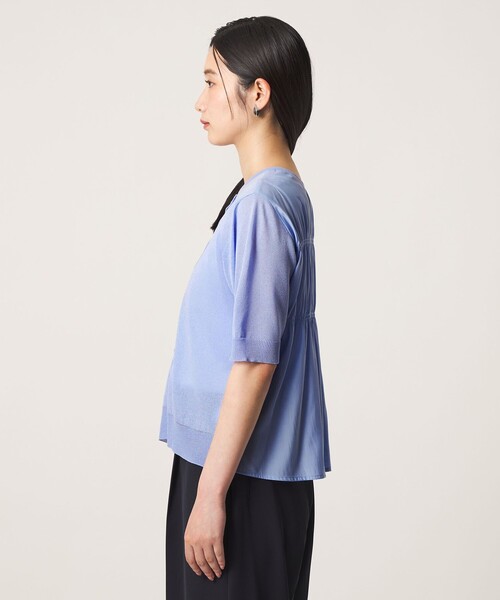 A DAY IN THE LIFE UNITED ARROWS(アデイインザライフユナイテッドアローズ)の「サテンコンビ 2WAY カーディガン 5分袖 <A DAY IN THE LIFE>(カーディガン/ボレロ・レディース・ライトブルー/ダークグレー/ブラック・FREE)」の21枚目の写真
