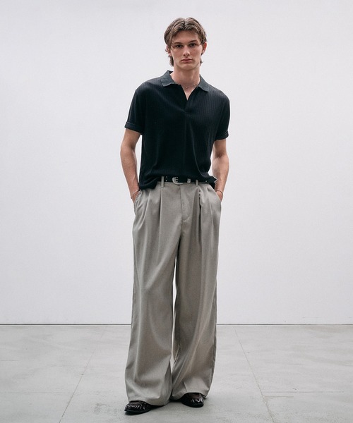 Adoon plain（アドーンプレーン）の「Rib Skipper Polo Shirt / リブスキッパーポロシャツ（ポロシャツ・メンズ・オフホワイト/ブラック/ブラウン・LARGE/MEDIUM）」の22枚目の写真
