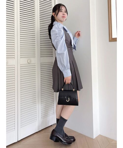 dazzlin（ダズリン）の「ベルトミニジャンスカ（ジャンパースカート・レディース・ベージュ/その他1/チャコールグレー・MEDIUM/SMALL）」の8枚目の写真