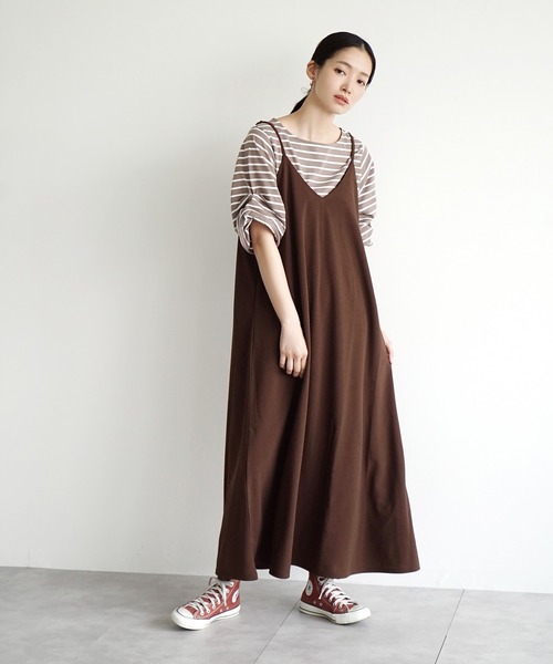 e-zakkamania stores(イーザッカマニアストアーズ)の「フレア キャミワンピース(ワンピース・レディース・ライトカーキ/ブラック/ブラウン・M)」の9枚目の写真