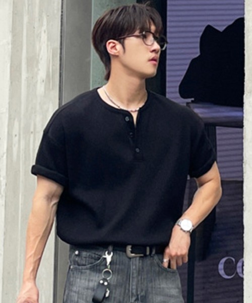 NOWLE(ノウル)の「【NOWLE】凹凸ワッフル サーマル ヘンリーネック 半袖 Tシャツ/ アーバンリラックス ショートスリーブ トップス(Tシャツ/カットソー・メンズ・ブラック/ホワイト/ダークブラウン/グレー/ネイビー・LARGE/X-LARGE/MEDIUM/SMALL)」の21枚目の写真