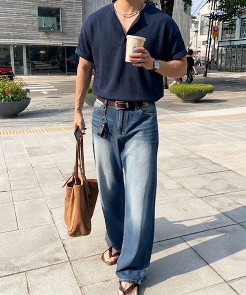 NOWLE(ノウル)の「【NOWLE】凹凸ワッフル サーマル ヘンリーネック 半袖 Tシャツ/ アーバンリラックス ショートスリーブ トップス(Tシャツ/カットソー・メンズ・ブラック/ホワイト/ダークブラウン/グレー/ネイビー・LARGE/X-LARGE/MEDIUM/SMALL)」の17枚目の写真