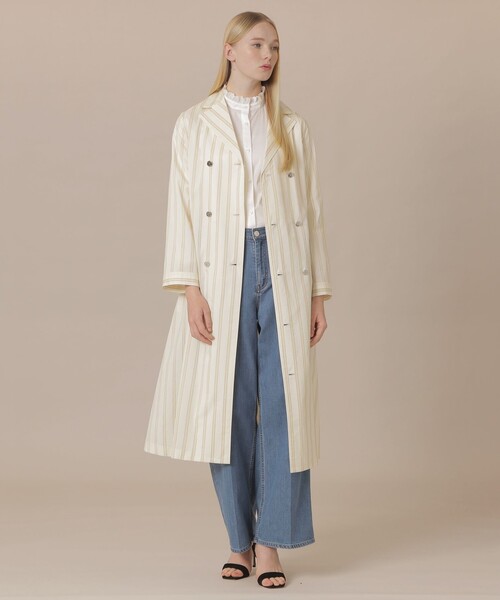 MACKINTOSH LONDON(マッキントッシュ ロンドン)の「【WEB・一部店舗限定】コットンシルクストライプコートドレス(トレンチコート・レディース・ベージュ・38)」の2枚目の写真