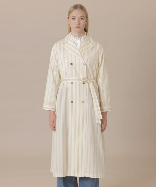 MACKINTOSH LONDON(マッキントッシュ ロンドン)の「【WEB・一部店舗限定】コットンシルクストライプコートドレス(トレンチコート・レディース・ベージュ・38)」の3枚目の写真