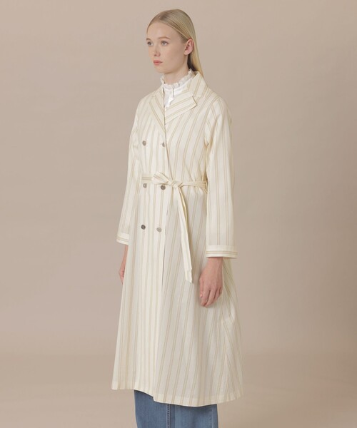 MACKINTOSH LONDON(マッキントッシュ ロンドン)の「【WEB・一部店舗限定】コットンシルクストライプコートドレス(トレンチコート・レディース・ベージュ・38)」の4枚目の写真