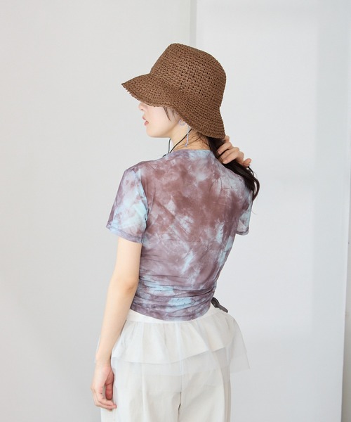 Y/lim(イリム)の「エアリー柄半袖シアートップス(Tシャツ/カットソー・レディース・ブルー/ブラウン/ライトブラウン/ブラック・FREE)」の18枚目の写真