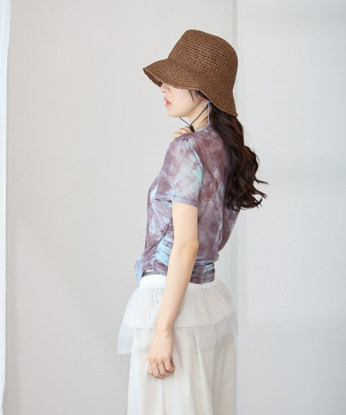 Y/lim(イリム)の「エアリー柄半袖シアートップス(Tシャツ/カットソー・レディース・ブルー/ブラウン/ライトブラウン/ブラック・FREE)」の20枚目の写真