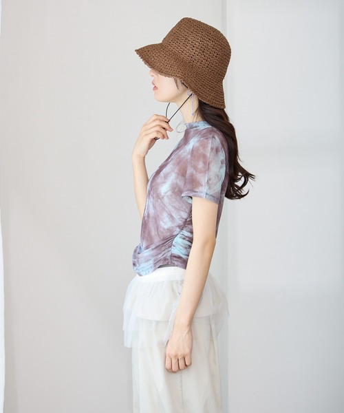 Y/lim(イリム)の「エアリー柄半袖シアートップス(Tシャツ/カットソー・レディース・ブルー/ブラウン/ライトブラウン/ブラック・FREE)」の21枚目の写真