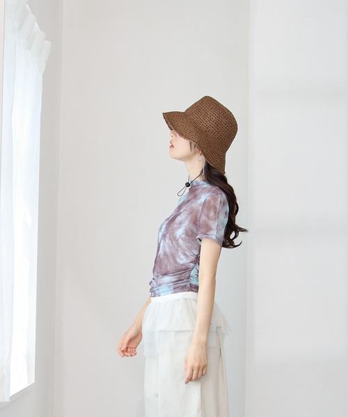Y/lim(イリム)の「エアリー柄半袖シアートップス(Tシャツ/カットソー・レディース・ブルー/ブラウン/ライトブラウン/ブラック・FREE)」の22枚目の写真