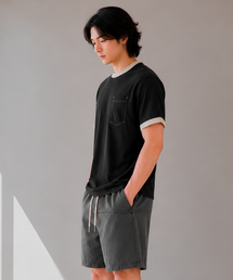 CUSTOMUS（カスタムアース）の「メンズ ソロナ 配色リブ 半袖Tシャツ CXS26MKRT507 BLA（Tシャツ/カットソー）」