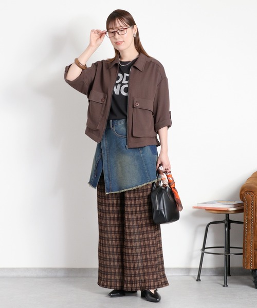 cepo(セポ)の「〈セットアップ対応〉シアープリーツチェックイージーパンツ(その他パンツ・レディース・ブラック系その他/ブラウン系その他・M)」の5枚目の写真