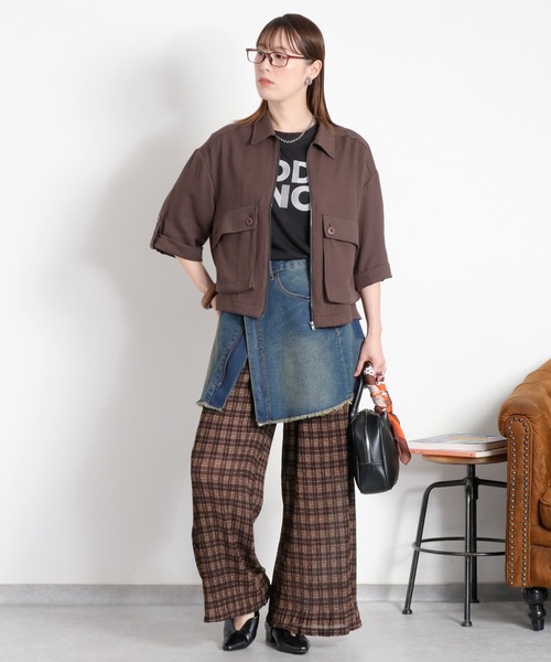 cepo(セポ)の「〈セットアップ対応〉シアープリーツチェックイージーパンツ(その他パンツ・レディース・ブラック系その他/ブラウン系その他・M)」の6枚目の写真