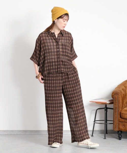 cepo(セポ)の「〈セットアップ対応〉シアープリーツチェックイージーパンツ(その他パンツ・レディース・ブラック系その他/ブラウン系その他・M)」の13枚目の写真