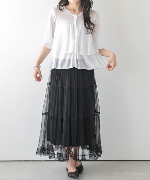 SUGAR BISKET(シュガービスケット)の「前後2WAY シアーニットブラウス(Tシャツ/カットソー・レディース・イエロー/ピンク/ブラック/グレイッシュベージュ/ホワイト・フリー)」の15枚目の写真