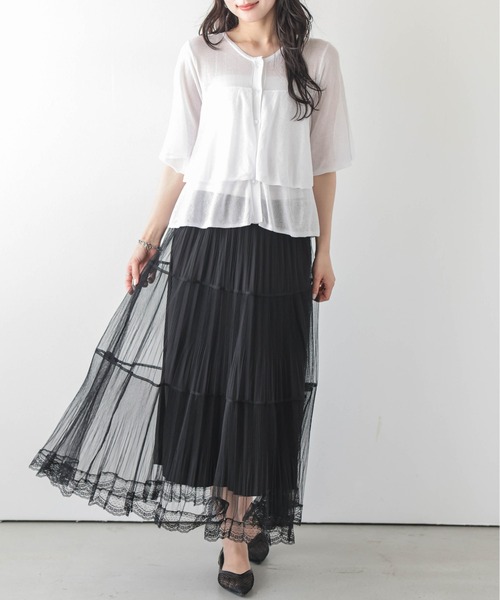 SUGAR BISKET(シュガービスケット)の「前後2WAY シアーニットブラウス(Tシャツ/カットソー・レディース・イエロー/ピンク/ブラック/グレイッシュベージュ/ホワイト・フリー)」の16枚目の写真