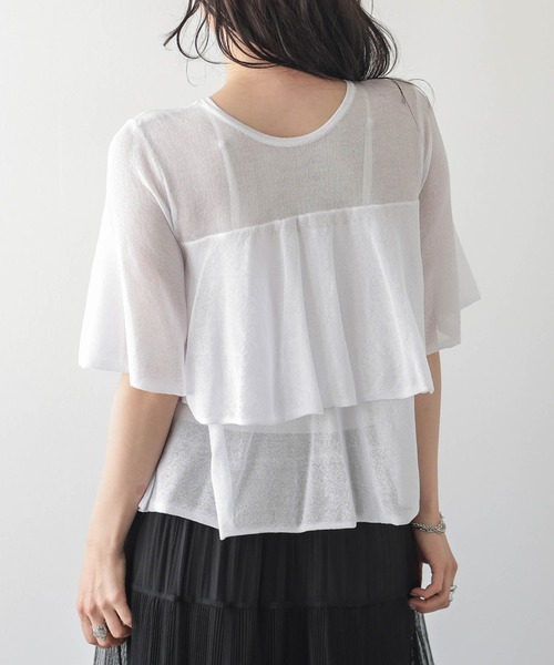 SUGAR BISKET(シュガービスケット)の「前後2WAY シアーニットブラウス(Tシャツ/カットソー・レディース・イエロー/ピンク/ブラック/グレイッシュベージュ/ホワイト・フリー)」の17枚目の写真