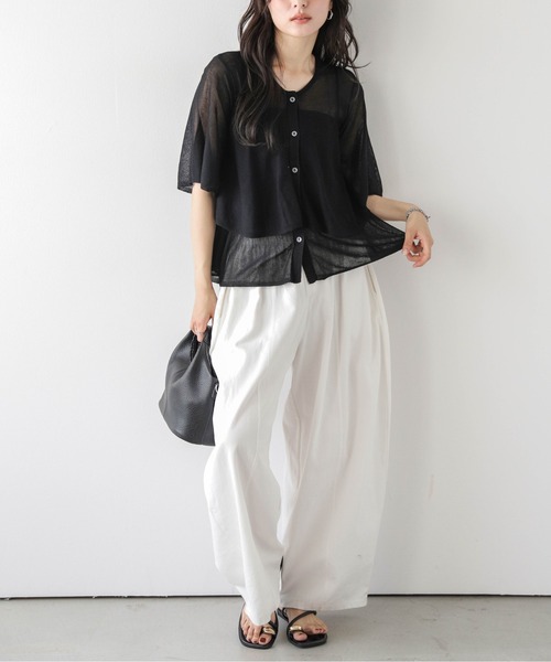 SUGAR BISKET(シュガービスケット)の「前後2WAY シアーニットブラウス(Tシャツ/カットソー・レディース・イエロー/ピンク/ブラック/グレイッシュベージュ/ホワイト・フリー)」の18枚目の写真