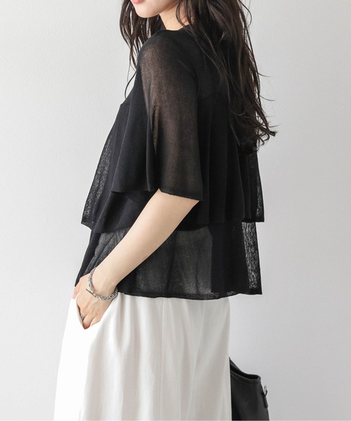 SUGAR BISKET(シュガービスケット)の「前後2WAY シアーニットブラウス(Tシャツ/カットソー・レディース・イエロー/ピンク/ブラック/グレイッシュベージュ/ホワイト・フリー)」の19枚目の写真