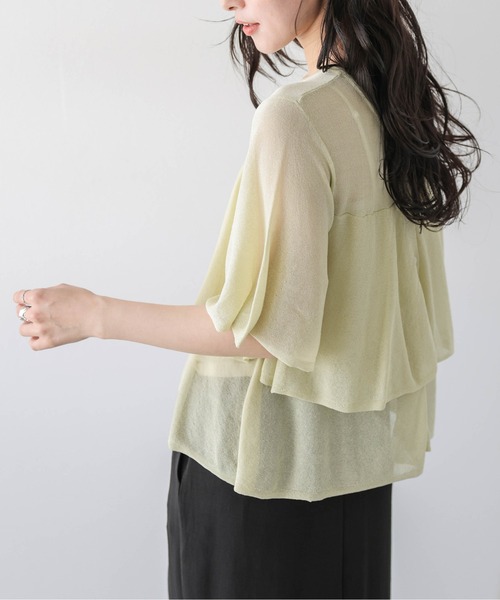 SUGAR BISKET(シュガービスケット)の「前後2WAY シアーニットブラウス(Tシャツ/カットソー・レディース・イエロー/ピンク/ブラック/グレイッシュベージュ/ホワイト・フリー)」の14枚目の写真