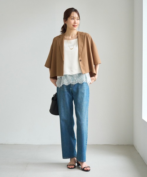 ROPE' PICNIC(ロペピクニック)の「サテンレースキャミビスチェ/着丈が選べる(キャミソール・レディース・ブラック/オフホワイト・TM/M)」の4枚目の写真