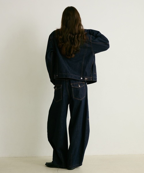 PBLIM（ページボーイリム）の「《UNISEX/セットアップ対応》レザーカラーGジャン（デニムジャケット・レディース・インディゴブルー/ブラック・SMALL/MEDIUM）」の16枚目の写真