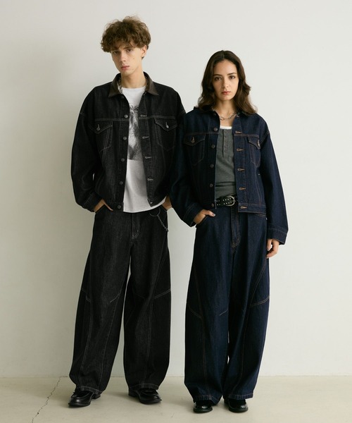PBLIM（ページボーイリム）の「《UNISEX/セットアップ対応》レザーカラーGジャン（デニムジャケット・レディース・インディゴブルー/ブラック・SMALL/MEDIUM）」の20枚目の写真