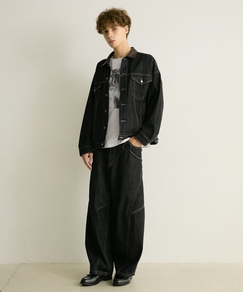 PBLIM（ページボーイリム）の「《UNISEX/セットアップ対応》レザーカラーGジャン（デニムジャケット・レディース・インディゴブルー/ブラック・SMALL/MEDIUM）」の10枚目の写真