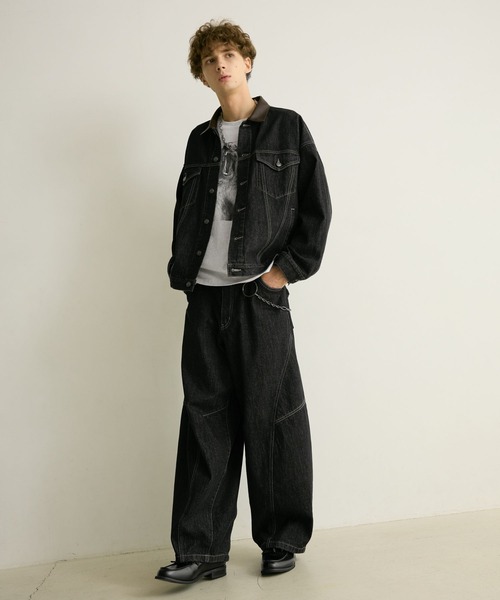 PBLIM（ページボーイリム）の「《UNISEX/セットアップ対応》レザーカラーGジャン（デニムジャケット・レディース・インディゴブルー/ブラック・SMALL/MEDIUM）」の11枚目の写真