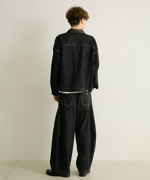 PBLIM（ページボーイリム）の「《UNISEX/セットアップ対応》レザーカラーGジャン（デニムジャケット・レディース・インディゴブルー/ブラック・SMALL/MEDIUM）」の12枚目の写真