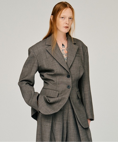 PRANK PROJECT（プランクプロジェクト）の「【2026Autumn Pre-Order】パフウエストシングルジャケット / Puff Waist Single Jacket（テーラードジャケット・レディース・ブラック/グレー/モカ・FREE）」の3枚目の写真