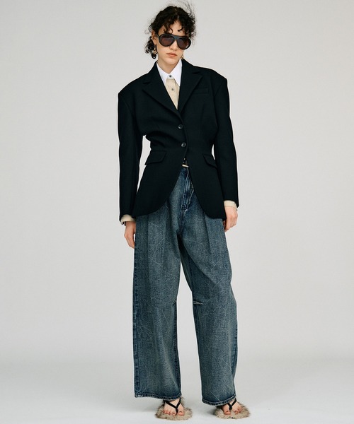 PRANK PROJECT（プランクプロジェクト）の「【2026Autumn Pre-Order】パフウエストシングルジャケット / Puff Waist Single Jacket（テーラードジャケット・レディース・ブラック/グレー/モカ・FREE）」の5枚目の写真