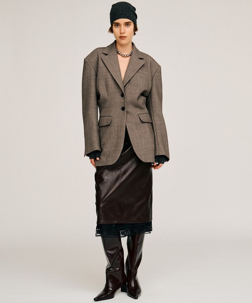 PRANK PROJECT（プランクプロジェクト）の「【2026Autumn Pre-Order】パフウエストシングルジャケット / Puff Waist Single Jacket（テーラードジャケット・レディース・ブラック/グレー/モカ・FREE）」の9枚目の写真