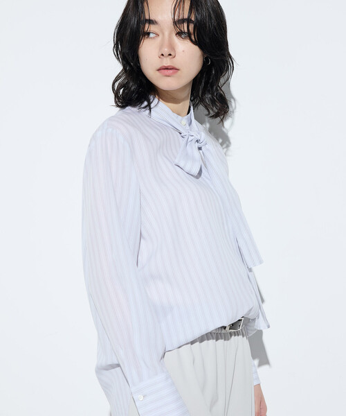 COMME CA(コムサ)の「〔 Sサイズ 〕 リヨセルストライプ ボウタイブラウス(シャツ/ブラウス・レディース・グレイッシュベージュ/ライトグレー・5号)」の12枚目の写真