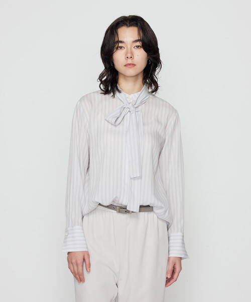 COMME CA(コムサ)の「〔 Sサイズ 〕 リヨセルストライプ ボウタイブラウス(シャツ/ブラウス・レディース・グレイッシュベージュ/ライトグレー・5号)」の19枚目の写真