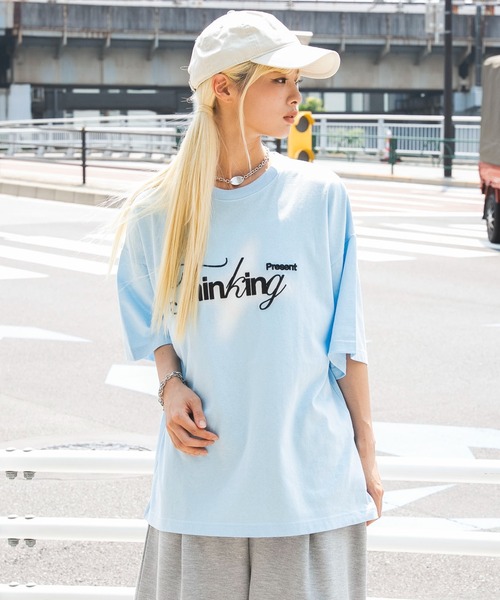 WEGO(ウィゴー)の「WEGO/接触冷感3D刺繍Tシャツ(Tシャツ/カットソー・メンズ・ホワイト/サックスブルー・MEDIUM/LARGE)」の6枚目の写真