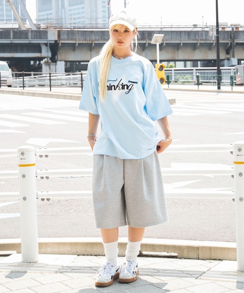 WEGO(ウィゴー)の「WEGO/接触冷感3D刺繍Tシャツ(Tシャツ/カットソー・メンズ・ホワイト/サックスブルー・MEDIUM/LARGE)」の7枚目の写真