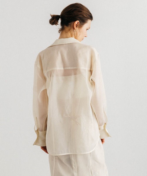 CREDONA(クレドナ)の「FRAGMENT VEIL SHIRT/フラグメントベール シャツ(シャツ/ブラウス・レディース・アイボリー/ブラック・FREE)」の10枚目の写真