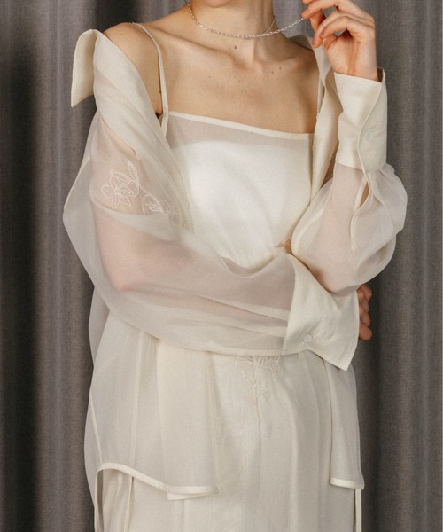 CREDONA(クレドナ)の「FRAGMENT VEIL SHIRT/フラグメントベール シャツ(シャツ/ブラウス・レディース・アイボリー/ブラック・FREE)」の13枚目の写真