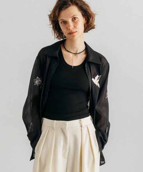 CREDONA(クレドナ)の「FRAGMENT VEIL SHIRT/フラグメントベール シャツ(シャツ/ブラウス・レディース・アイボリー/ブラック・FREE)」の17枚目の写真