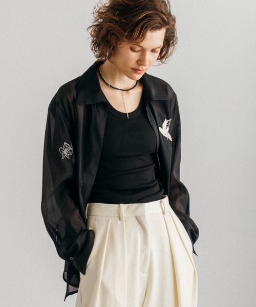 CREDONA(クレドナ)の「FRAGMENT VEIL SHIRT/フラグメントベール シャツ(シャツ/ブラウス・レディース・アイボリー/ブラック・FREE)」の18枚目の写真
