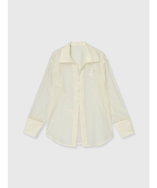 CREDONA(クレドナ)の「FRAGMENT VEIL SHIRT/フラグメントベール シャツ(シャツ/ブラウス・レディース・アイボリー/ブラック・FREE)」の21枚目の写真