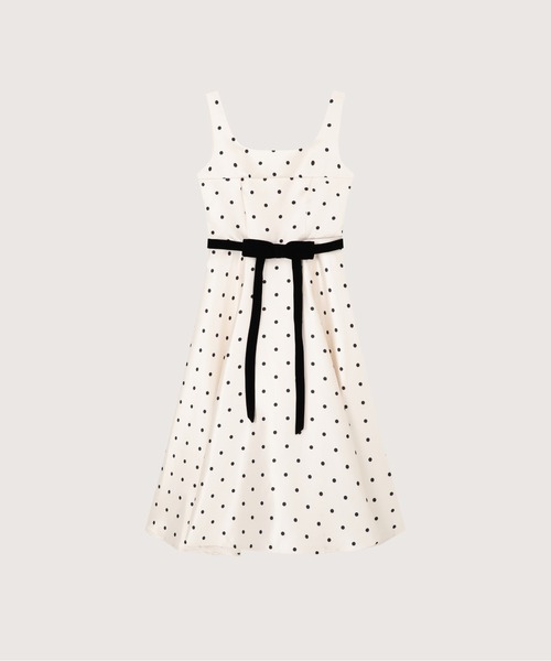 LA POMME petit(ラポミ・プチ)の「Polka Dot Satin Midi Slip Dress/ポルカドット柄サテンミディスリップドレス(ワンピース・レディース・アイボリー・FREE)」の1枚目の写真
