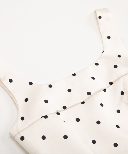 LA POMME petit(ラポミ・プチ)の「Polka Dot Satin Midi Slip Dress/ポルカドット柄サテンミディスリップドレス(ワンピース・レディース・アイボリー・FREE)」の3枚目の写真