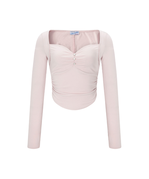 PLEASENOFOLLOW(プリーズノーフォロー)の「Amanda Shirring Long Sleeve Top (Baby Pink)(Tシャツ/カットソー・レディース・その他・FREE)」の2枚目の写真