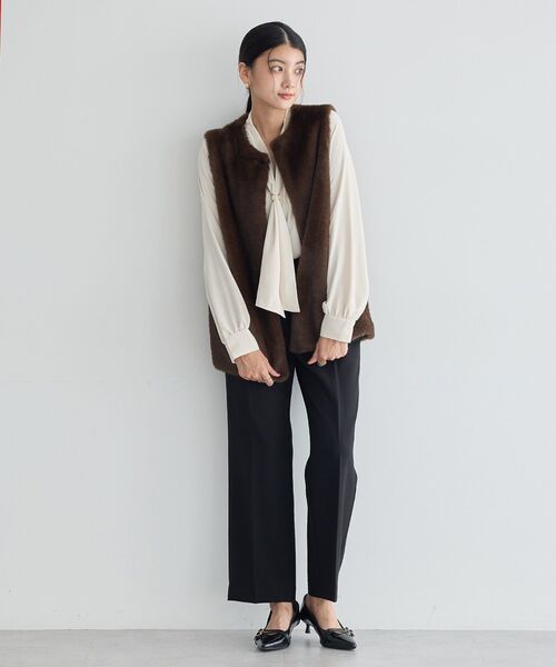 YECCA VECCA(イェッカヴェッカ)の「スカーフリング付きボウタイブラウス(シャツ/ブラウス・レディース・ブルー系その他7/マルチ/ネイビー/アイボリー・FREE)」の8枚目の写真
