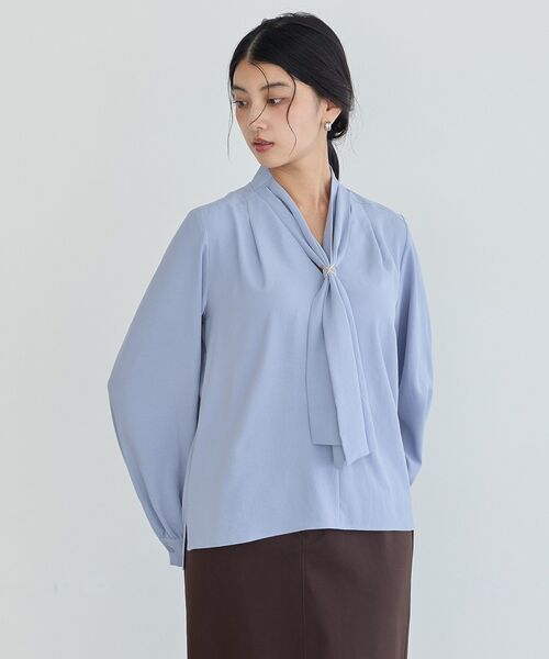 YECCA VECCA(イェッカヴェッカ)の「スカーフリング付きボウタイブラウス(シャツ/ブラウス・レディース・ブルー系その他7/マルチ/ネイビー/アイボリー・FREE)」の10枚目の写真