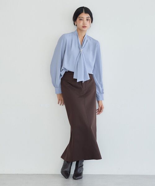 YECCA VECCA(イェッカヴェッカ)の「スカーフリング付きボウタイブラウス(シャツ/ブラウス・レディース・ブルー系その他7/マルチ/ネイビー/アイボリー・FREE)」の16枚目の写真