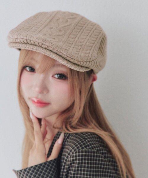 OLIVE des OLIVE(オリーブデオリーブ)の「ハートケーブルハンチング(ハンチング/ベレー帽・レディース・グレー/ベージュ・FREE)」の15枚目の写真